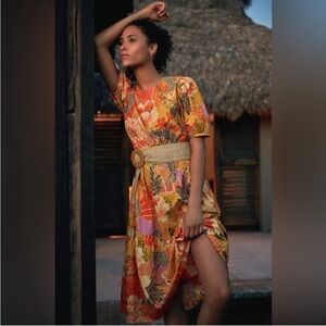 Farm Rio by Anthropologie printed Maribel jungle cat dress. NWOT.